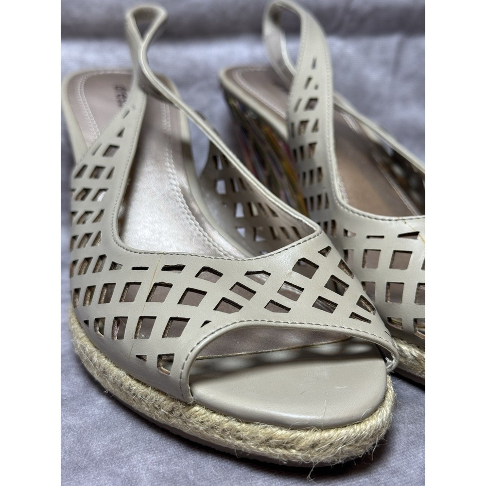 Womens Slingback Wedge color weaved "Whist" taupe cut out heels  size‎ 8.5 NWD - Picture 13 of 15